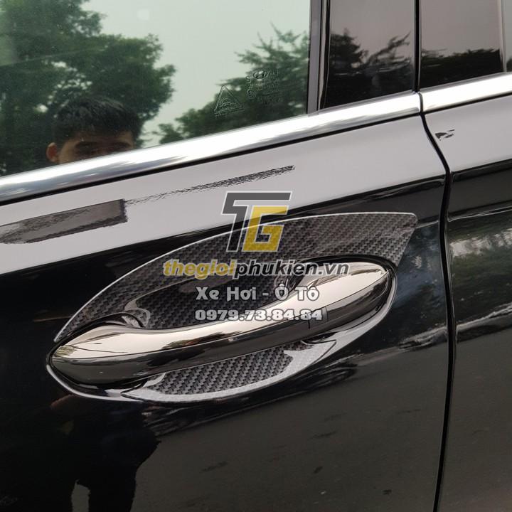 Bộ ốp tay nắm cửa, hõm cửa xe Hyundai Santafe 2019-2020 vân Carbon