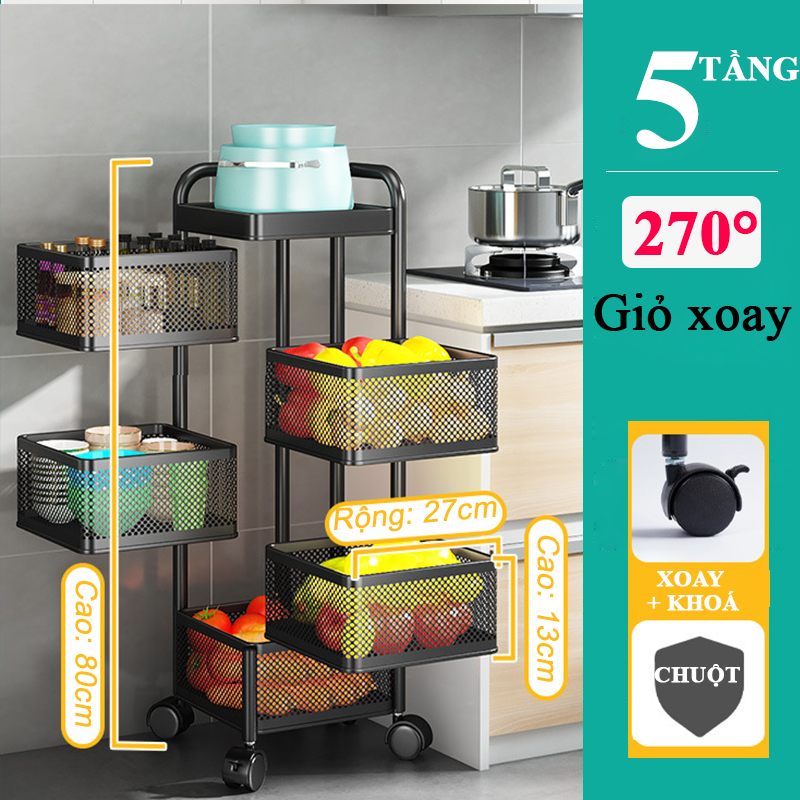 Kệ vuông xoay nhà bếp đa năng đựng rau củ, gia vị - Kệ đựng đồ phòng khách, phòng tắm