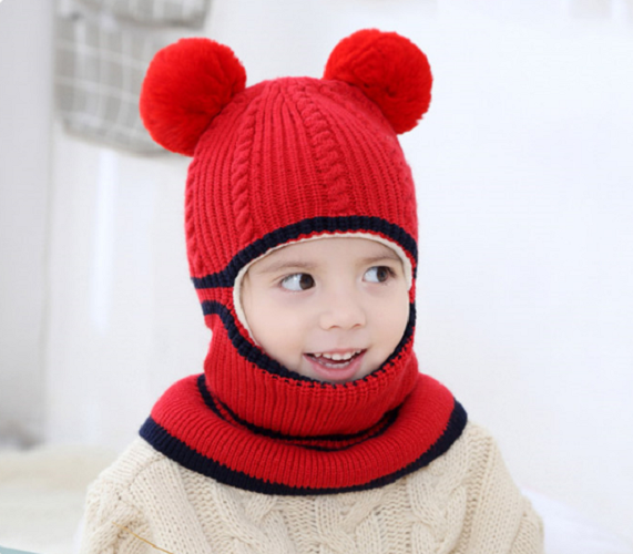 Mũ len trùm đầu quả bông cho bé trai và bé gái, nón len lót nỉ cao cấp cho bé mới