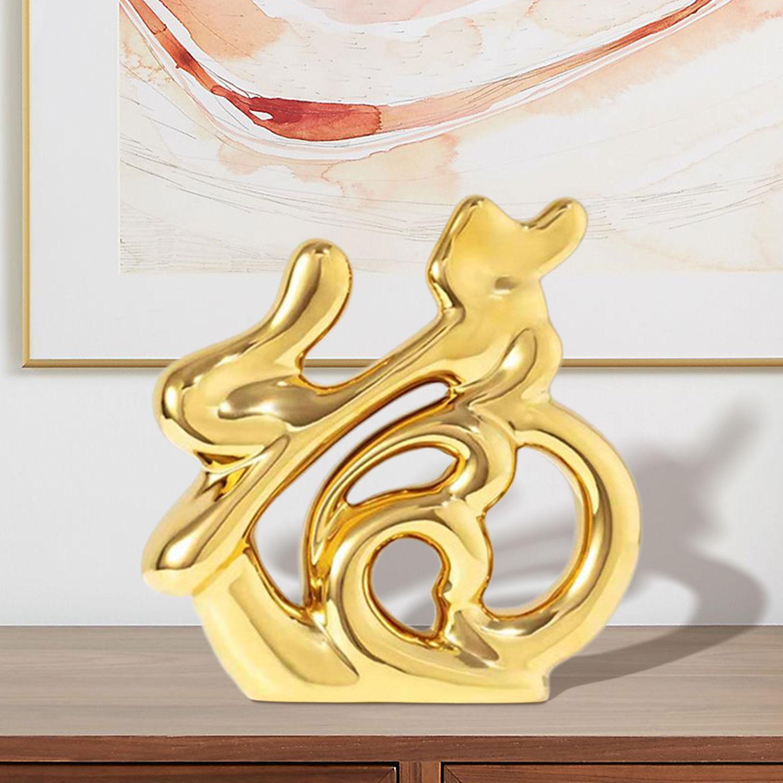 Fu Figurine Modern Gift Ceramic  Statue for Desktop Home Bookshelf