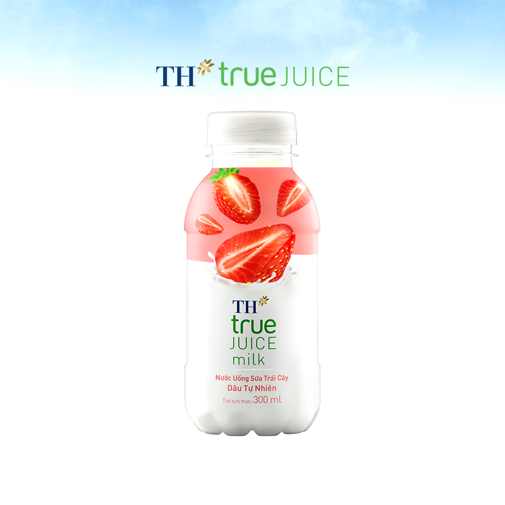 Thùng 24 chai nước uống sữa trái cây dâu tự nhiên TH True Juice Milk 300ml