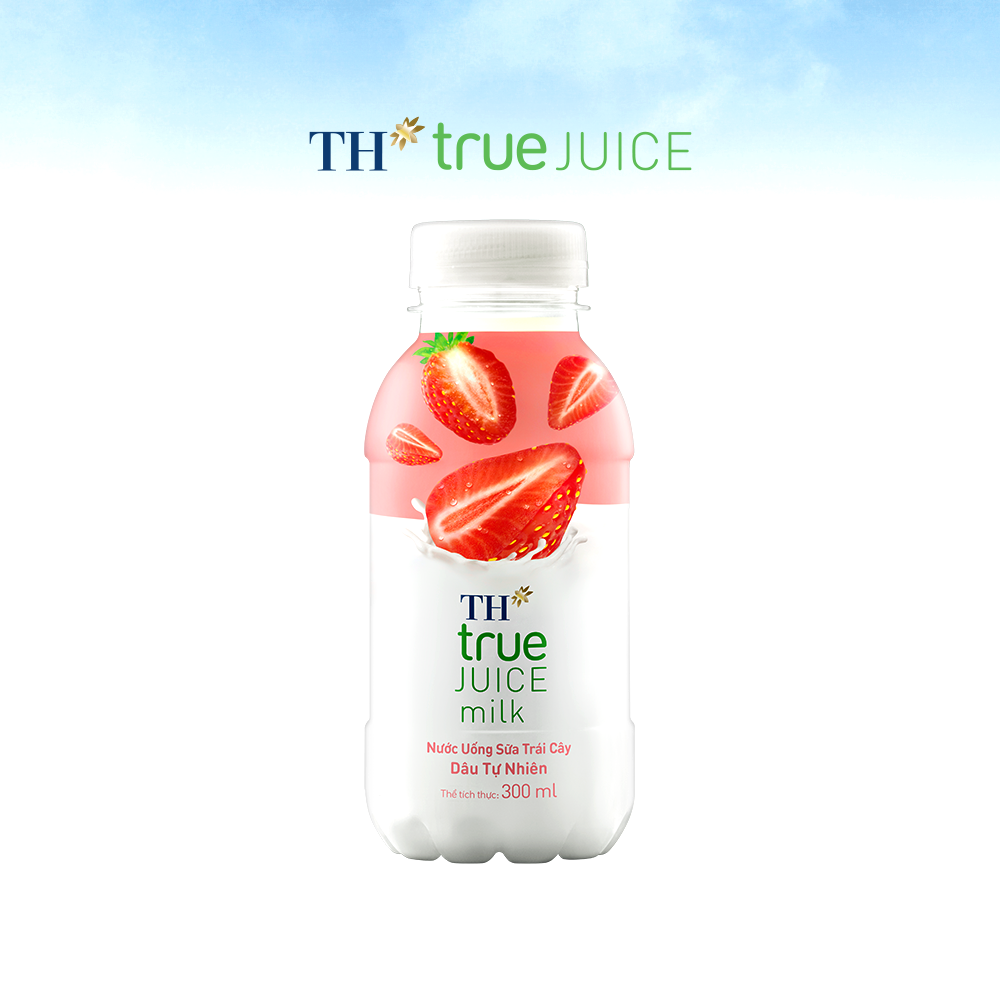 Thùng 24 chai nước uống sữa trái cây dâu tự nhiên TH True Juice Milk 300ml (300ml x 24)