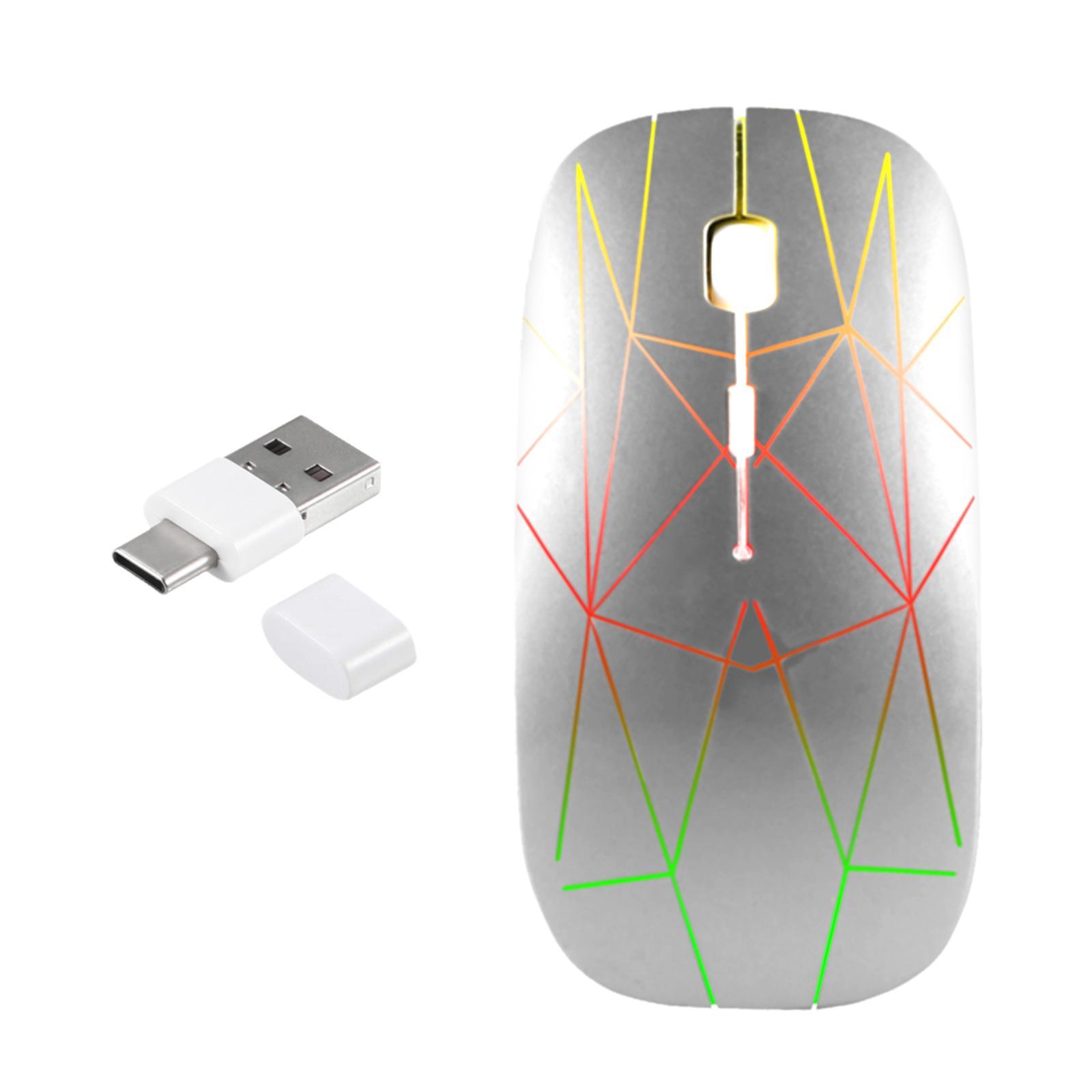 LED Wireless Mouse USB Charging 4 Button Portable LED Lights 2.4G PC