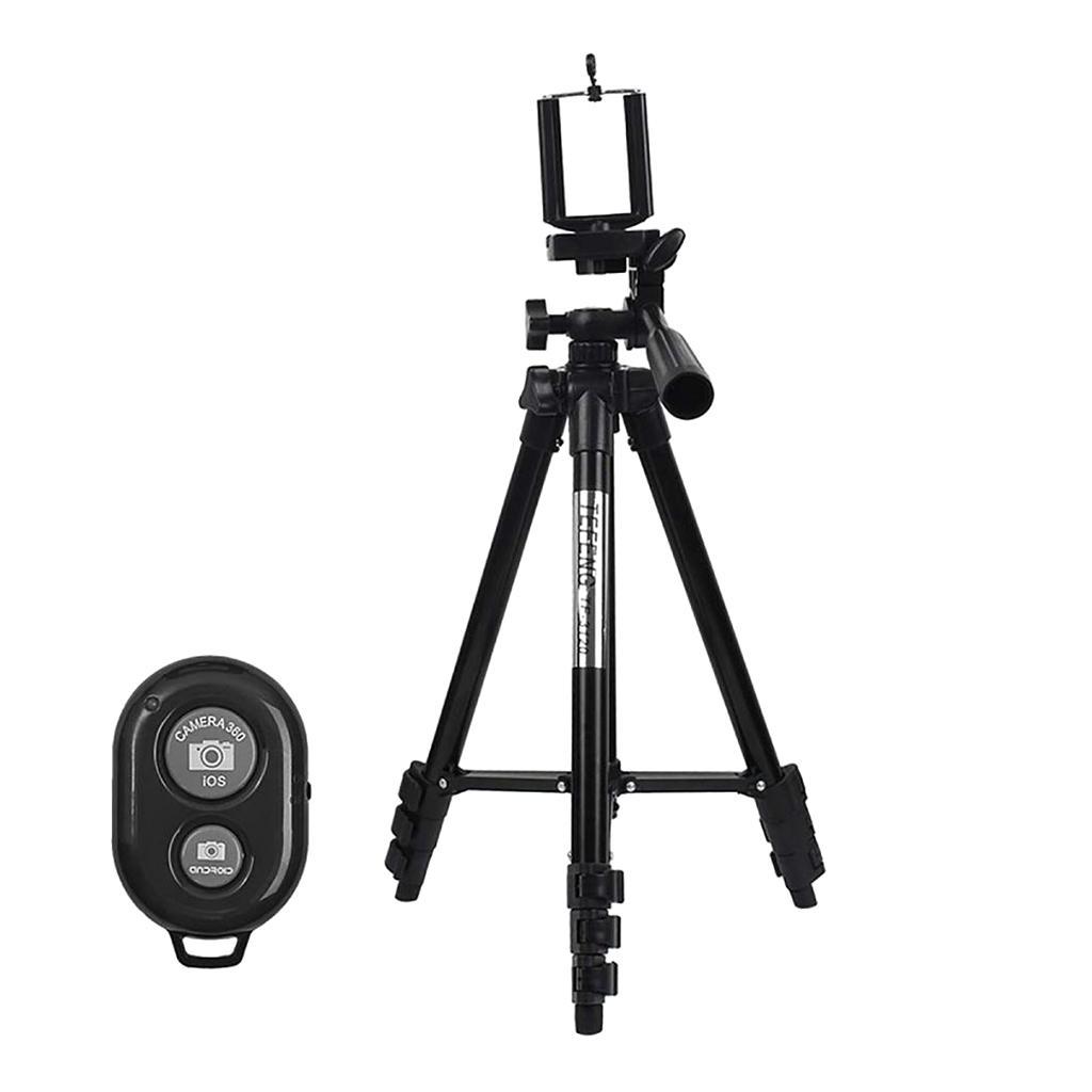 Tripod Camera With Bluetooth Remote Phone Holder Mount Stand Universal-Black