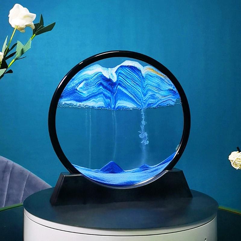Tranh Cát Chảy 3D - Tròn, tranh thủy tinh nghệ thuật trang trí để bàn, quà tặng decor