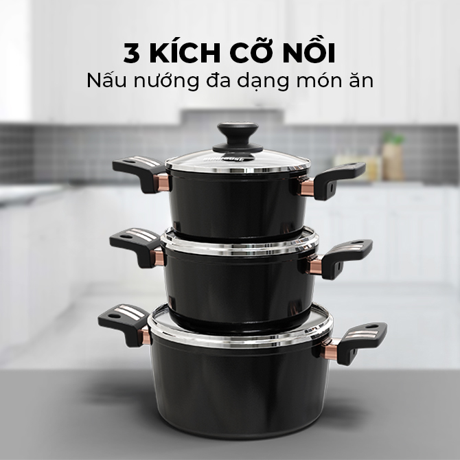 Bộ nồi cao cấp chống dính Ultra Titanium SUNHOUSE ST2210B