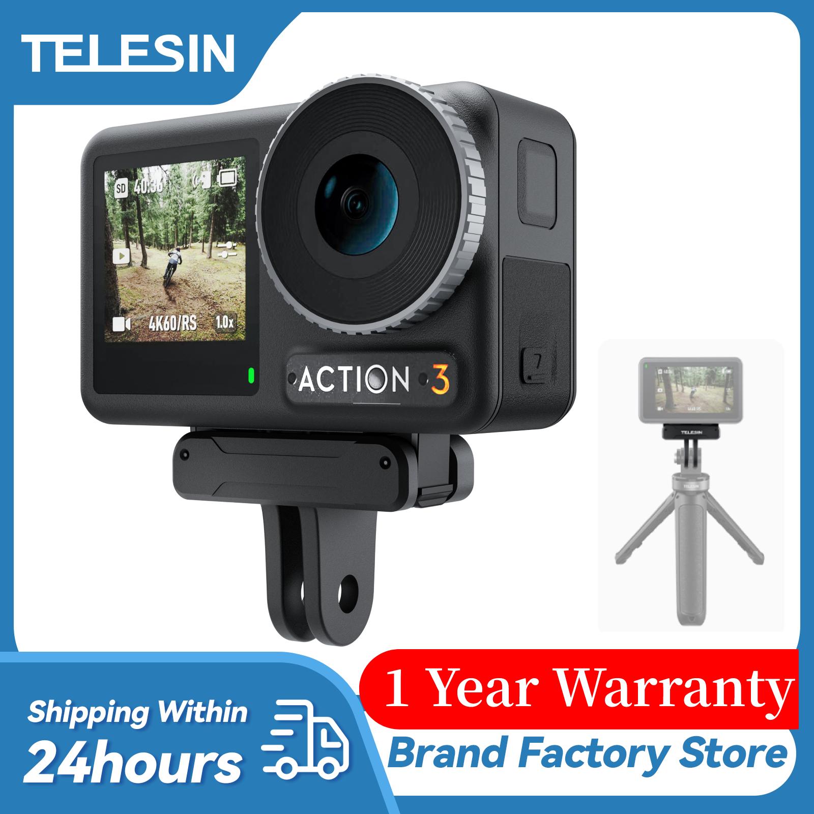 TELESIN Cho DJI Action 3 Bộ Chuyển Đổi Hai Vuốt Từ Tính 1/4 Ren Cổng Đa Năng Cho DJI Action 3 /DJI Action 2 Phụ Kiện Máy Ảnh