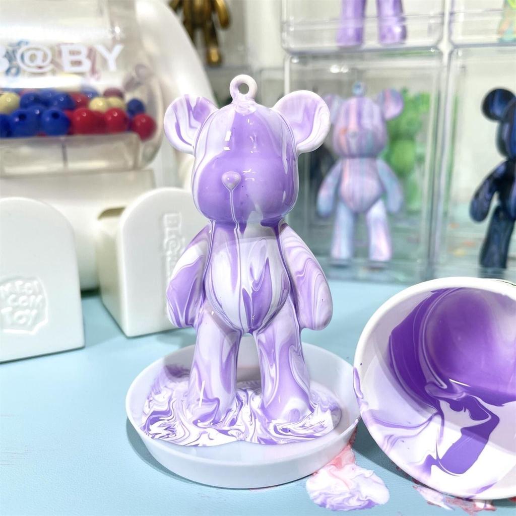 Set DIY đổ màu Acrylic pouring gấu bạo lực Bearbrick tự làm móc chìa khóa thủ công handmade quà tặng cho người yêu