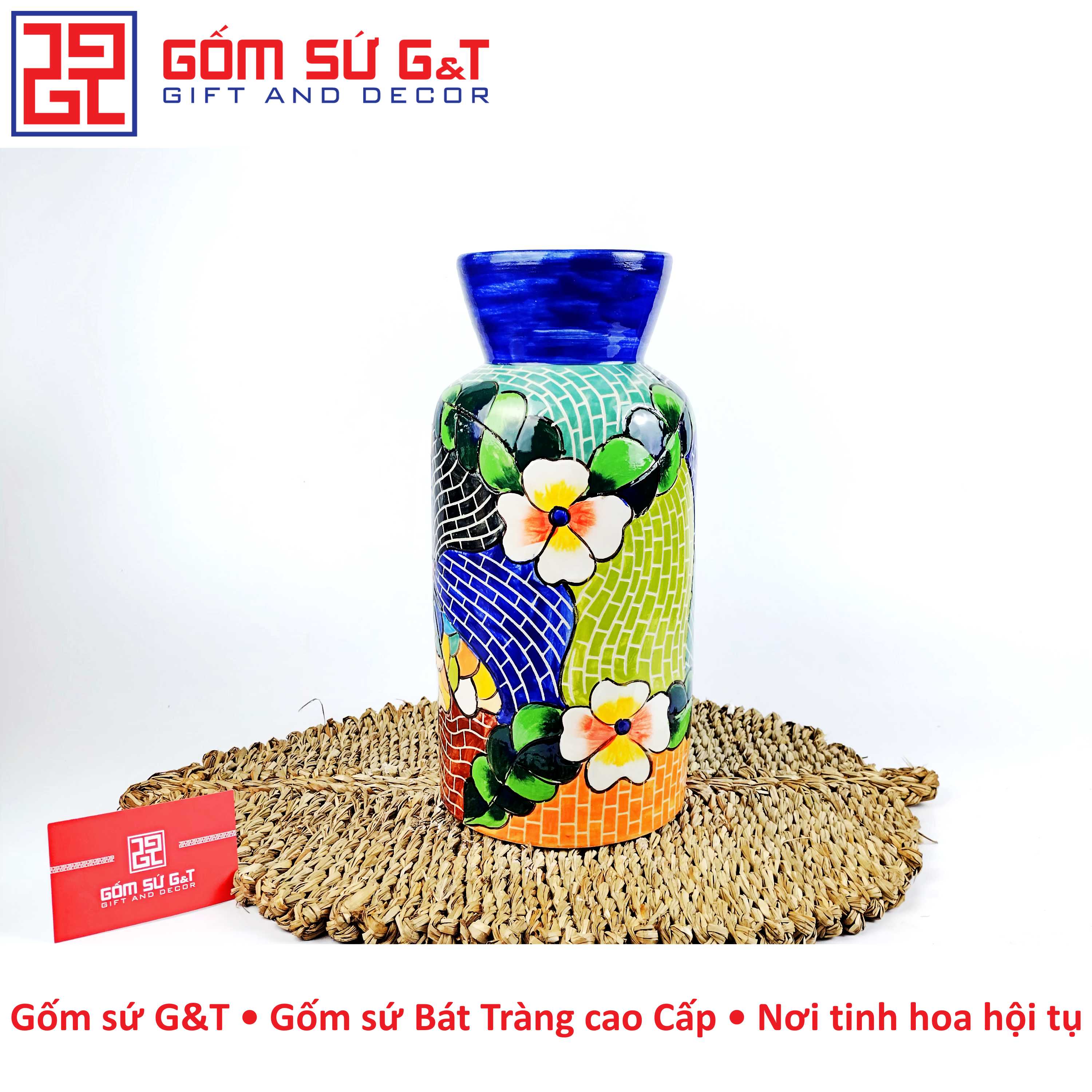 Lọ hoa cổ vát chuồn chuồn Gốm Sứ G&T