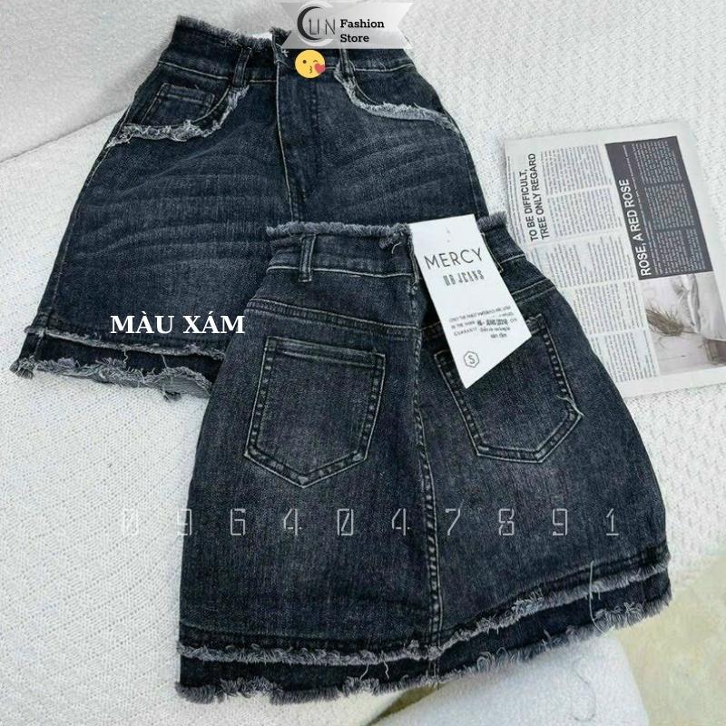 Chân Váy Chữ A Lai Tua Rua Jean Ngắn Dáng Siêu Hot MCV0115