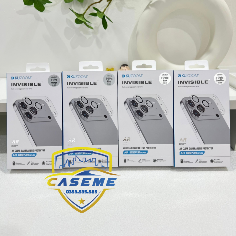 Dán Cường Lực Camera Dành Cho iPhone 17 Pro, iPhone 17 Pro Max Kuzoom – Viền Nhôm Bảo Vệ - Hàng Chính Hãng