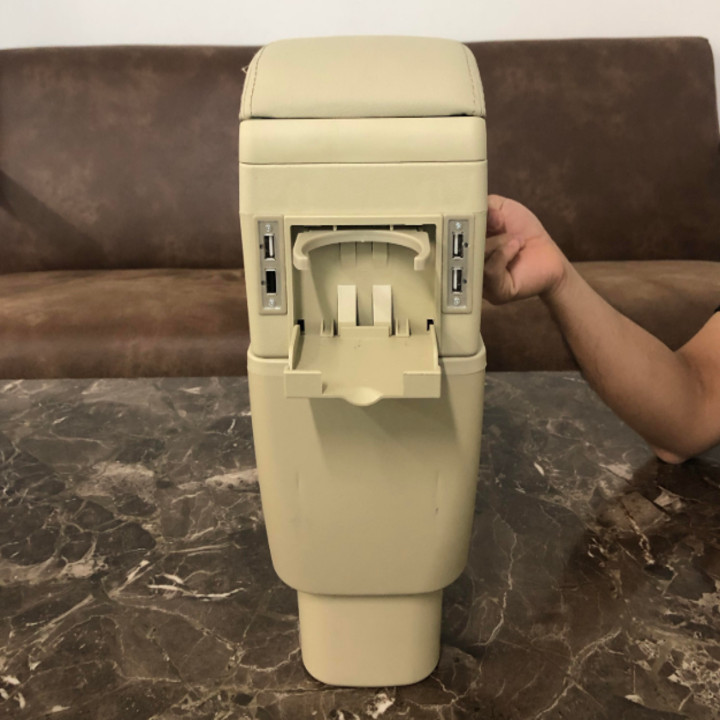 Hộp tỳ tay ô tô, xe hơi cao cấp dùng cho xe Hyundai i10 tích hợp 6 cổng USB (Mã SUSB-i10)