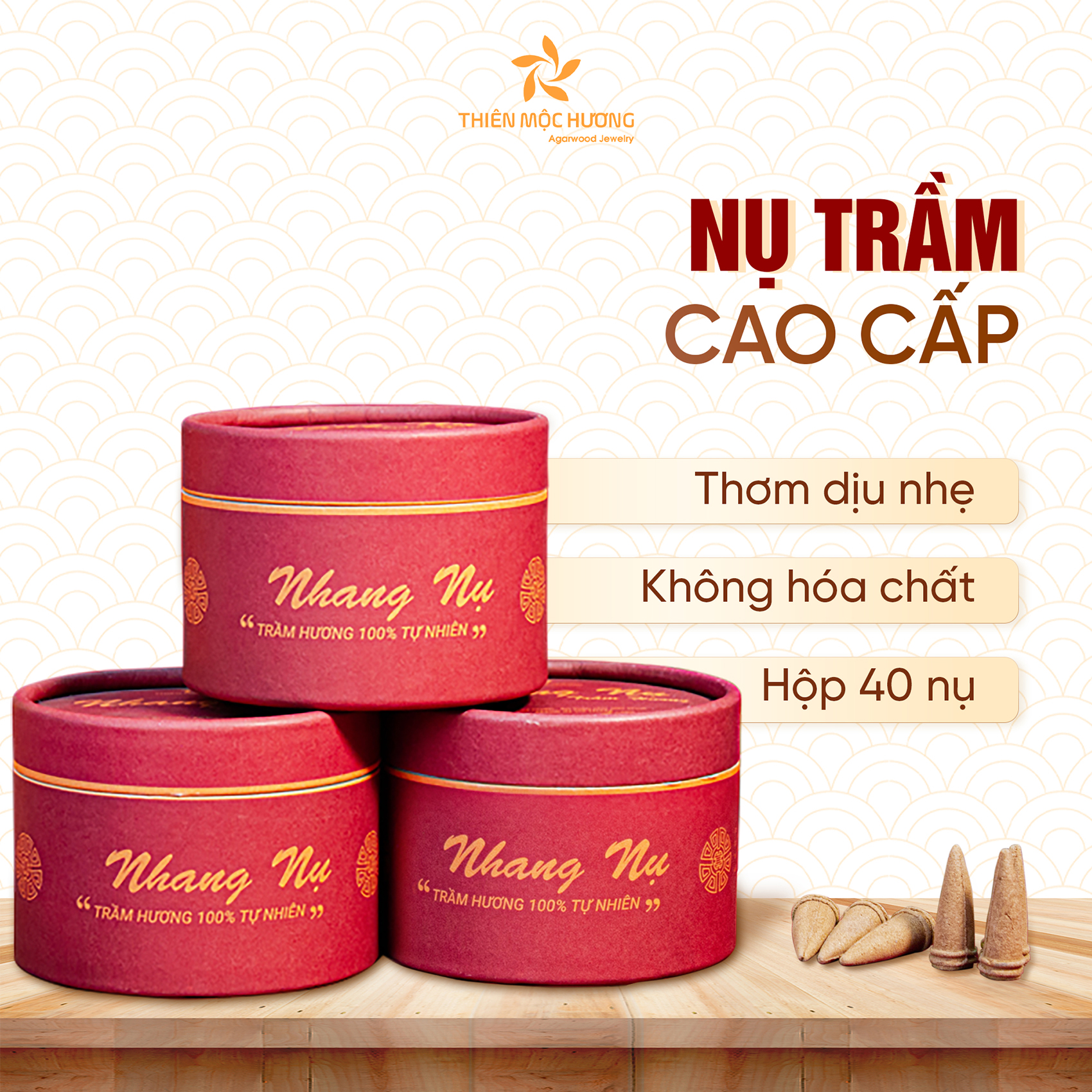 Nhang Nụ Trầm Hương tự nhiên khói chảy ngược - 16 năm - Mùi thơm dịu nhẹ, an toàn cho sức khỏe, đã được kiểm chứng - Thiên Mộc Hương