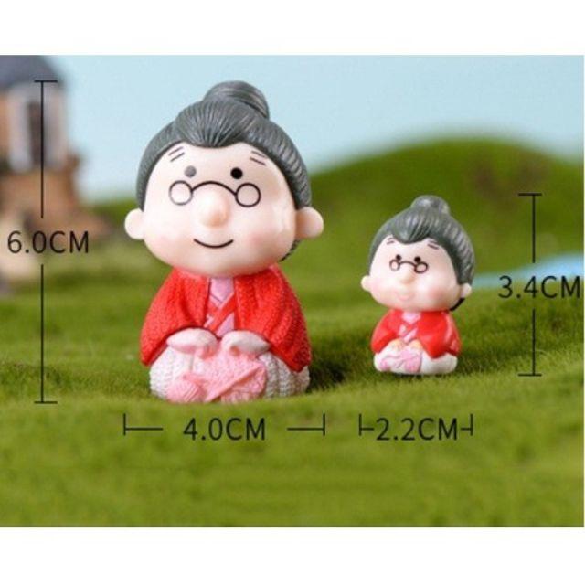 Mô hình cặp ông bà già ngồi - phụ kiện trang trí tiểu cảnh, làm đồ handmade