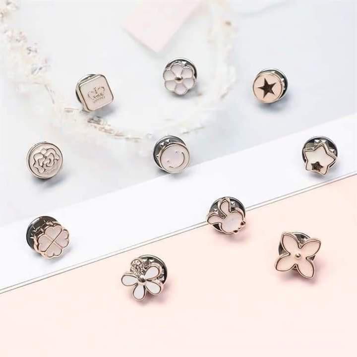 Set 10 khuy cài áo đính đá, nạm ngọc đẹp cho nữ vừa trang trí vừa chống hở cổ ngực