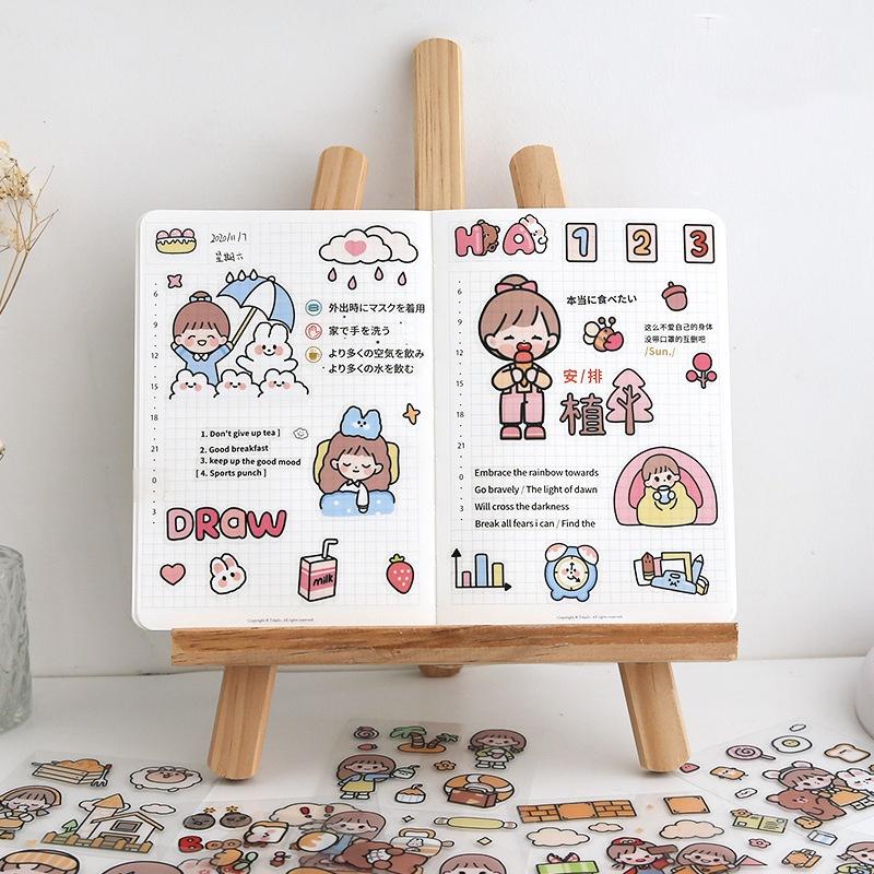 100-150 Sticker cute trang trí sổ tay mohamm điện thoại cô gái dễ thương