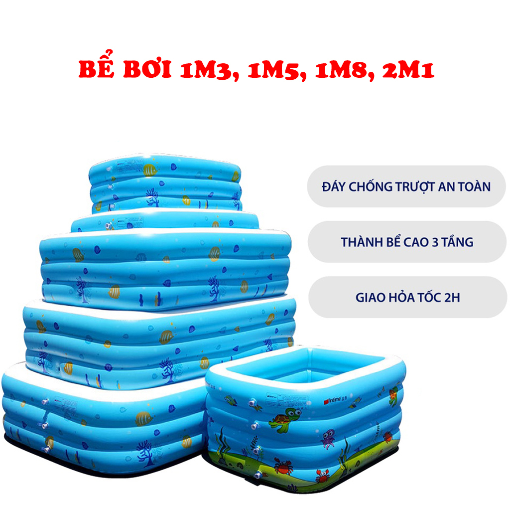 Bể bơi 3 tầng cho bé có đáy chống trượt - Giao màu ngẫu nhiên