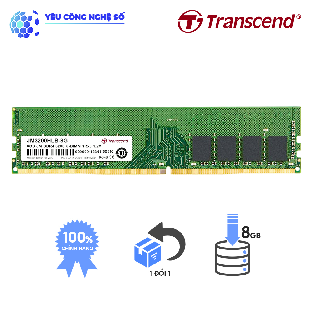 Bộ Nhớ Ram Transcend Desktop DDR4 8GB 3200Mhz U-DIMM Hàng Chính Hãng