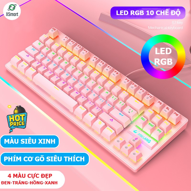 Bàn Phím Cơ Máy Tính XSmart Crack K2 PRO Led RGB 10 Chế Độ Khác Nhau, Chơi Game Dùng Văn Phòng Cực Đã, Tương Thích Với Laptop, PC, Máy Tính, Kiểu Dáng Gaming