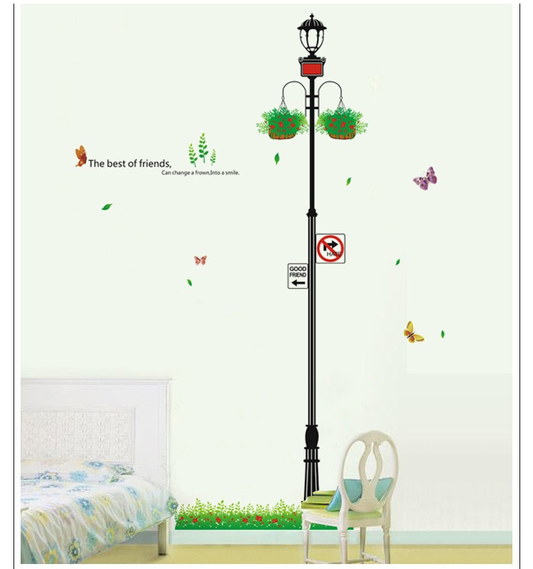 Decal dán tường cột đèn dễ thương AmyShop DKN092