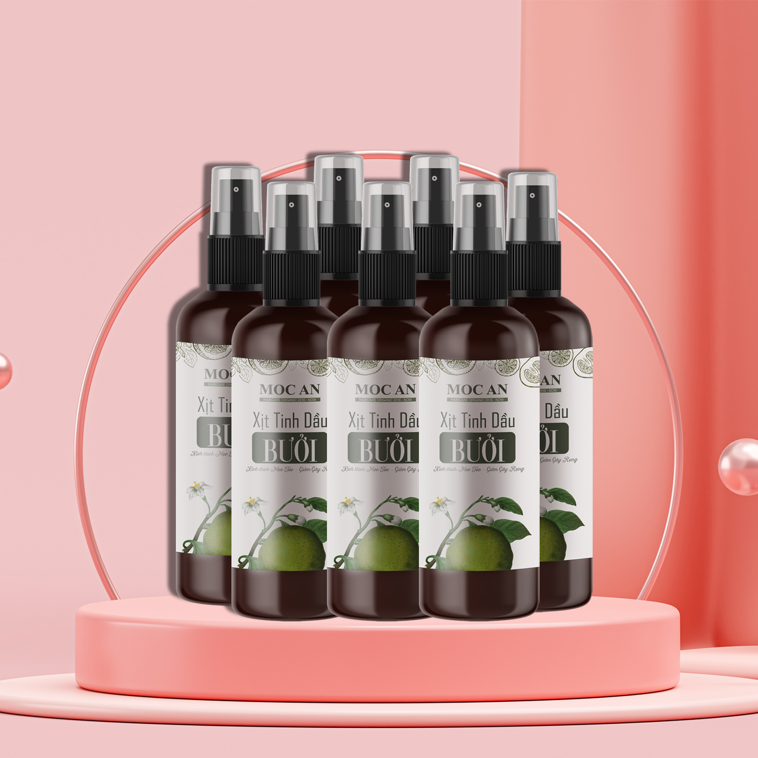 Combo 7 Chai Xịt Tinh Dầu Vỏ Bưởi Xanh 120ml Dưỡng Tóc Mộc Ân Haircare