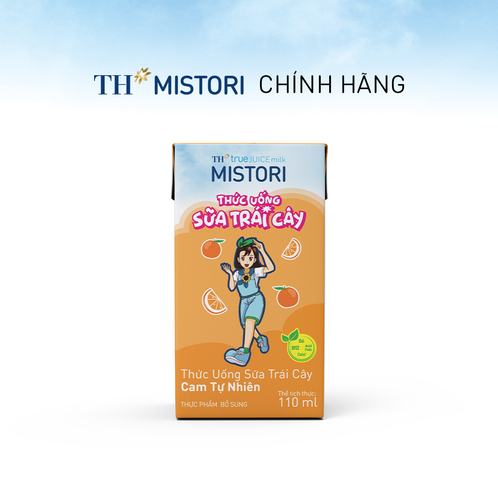 Thùng 48 hộp thức uống Sữa trái cây Cam tự nhiên TH true JUICE milk MISTORI 110ml x 48 hộp