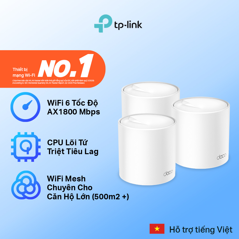 Bộ Phát Wifi Mesh TP-Link Deco X20 AX1800 MU-MIMO (3-pack) - Hàng Chính Hãng