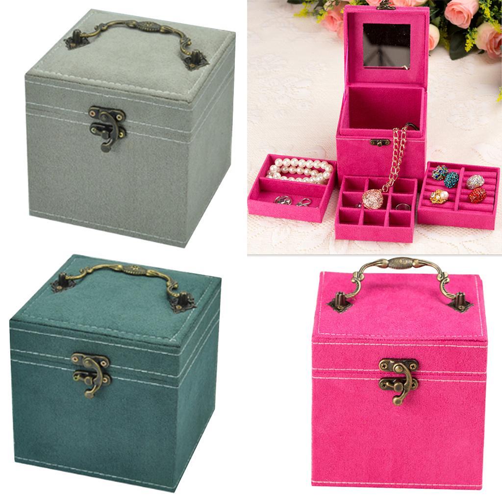 Jewelry Case Earring Necklace Box Organizer with Metal Buckle
