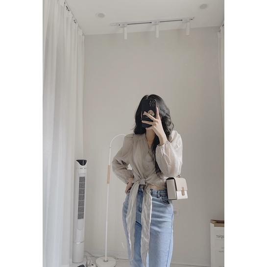 Áo tơ mềm buộc trước
