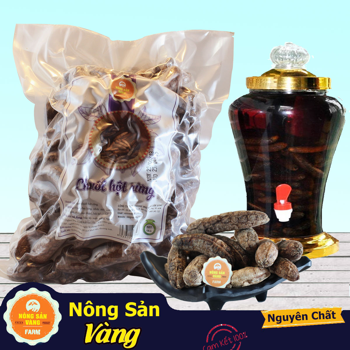 Chuối Hột Rừng Bóc Vỏ Sấy Khô 1kg - Nông Sản Vàng