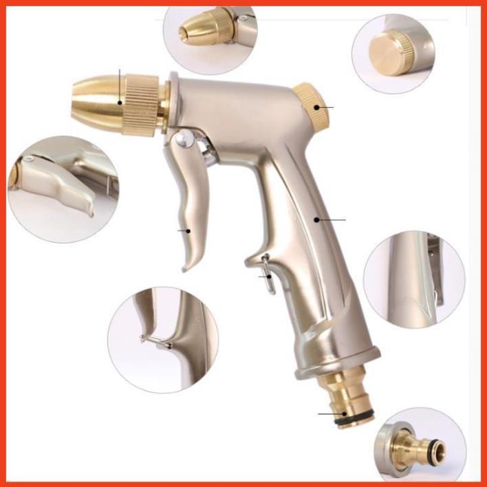 Bộ dây vòi xịt nước rửa xe, tưới cây . tăng áp 3 lần, loại 15m 206701-1 đầu đồng,cút+ tặng mở chai