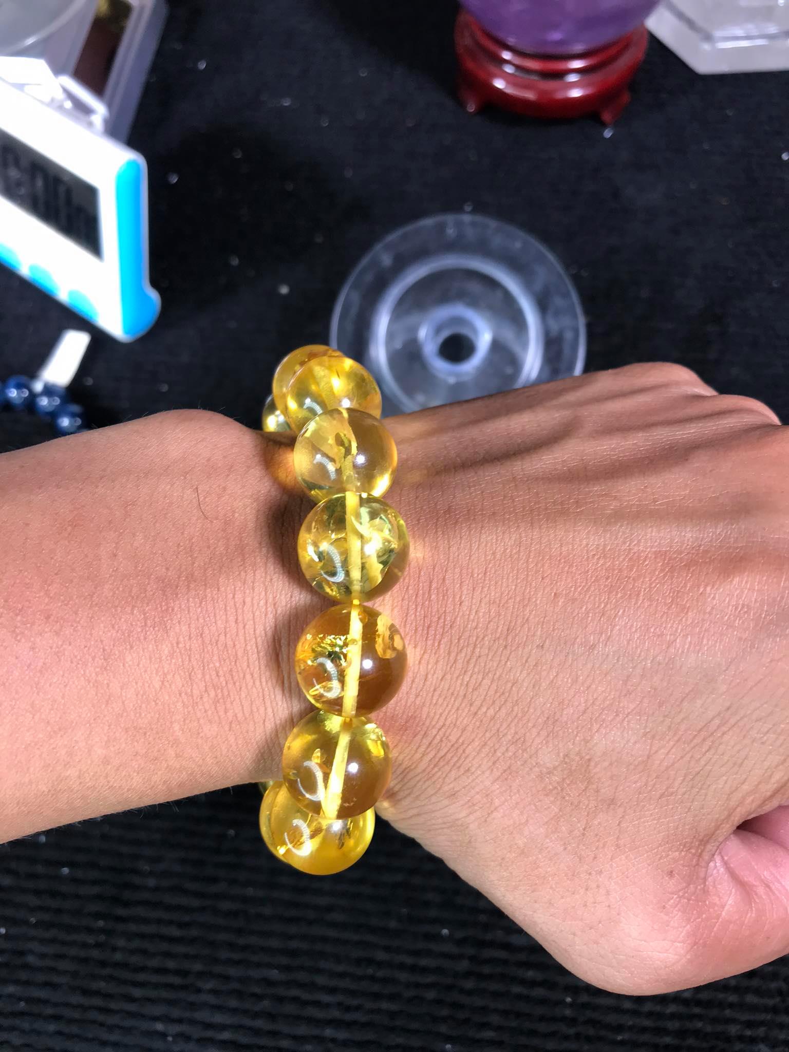 Vòng Tay Hổ Phách Đĩa Tự Nhiên Thiên Nhiên 15mm