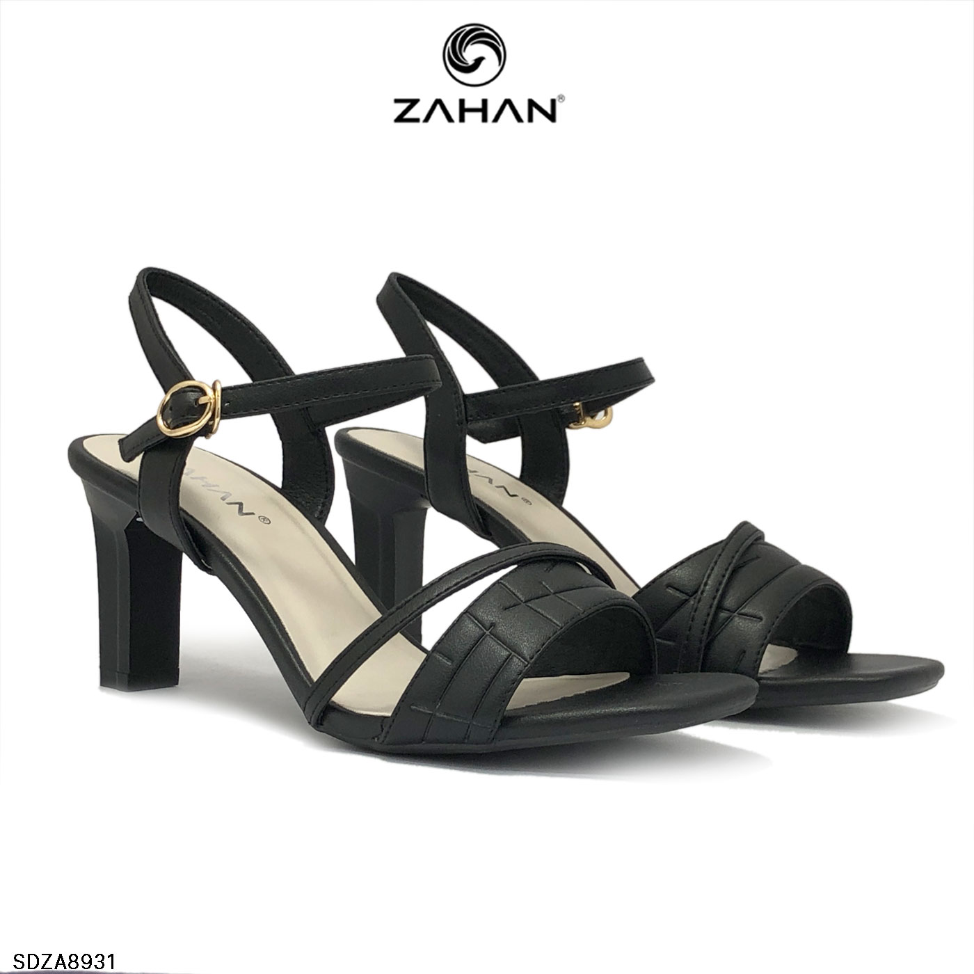 Sandal 2 quai chéo, dập nổi,7 cm SDZA8931