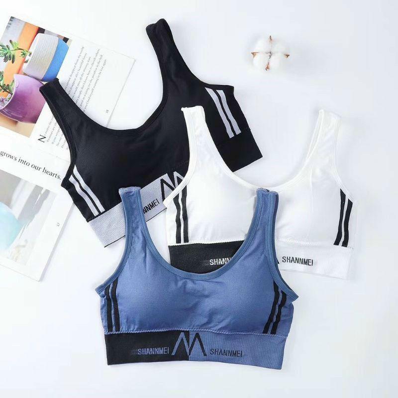 Áo bra M31, Bra thể thao phối sọc dáng croptop chất thun dệt thấm hút mồ hôi