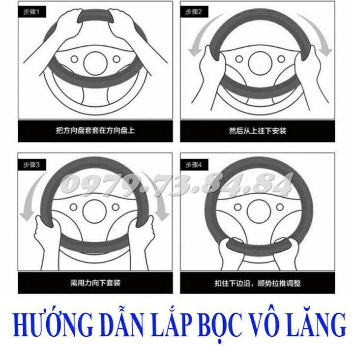 Bọc vô lăng vân Carbon cao cấp Logo theo hãng xe KIA