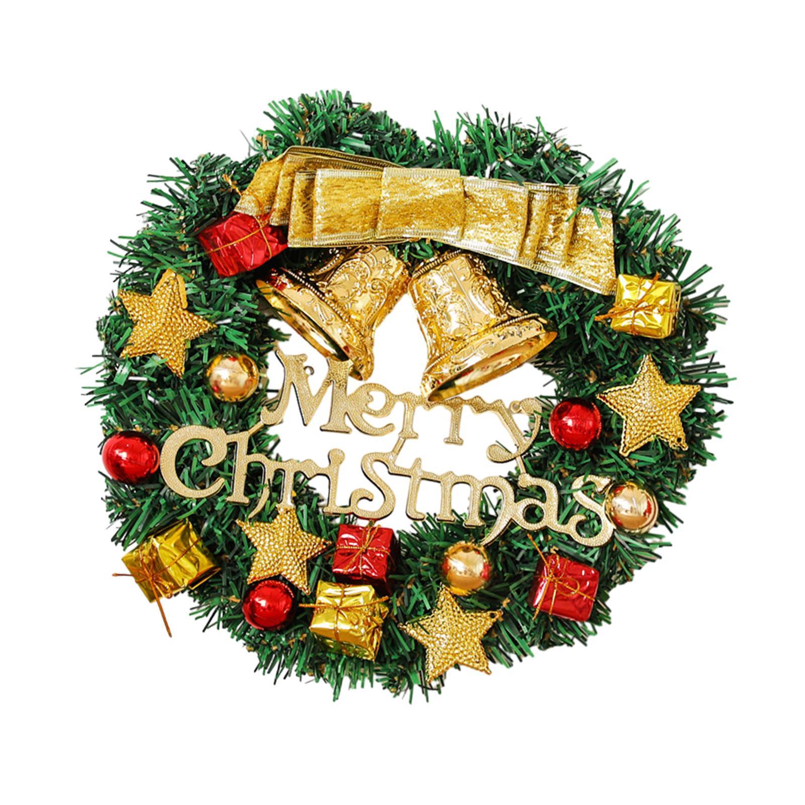 Artificial Christmas Wreath Front Door Wreath 30cm Housewarming Holiday Garland Decoration for Wedding Home Dining Room Party