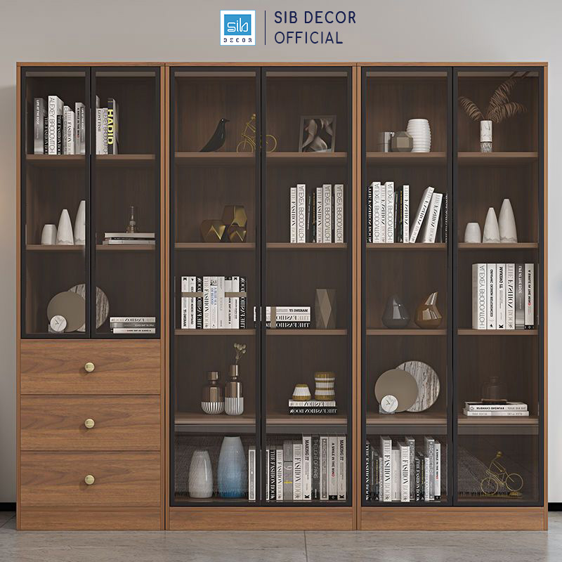 Tủ Gỗ Phối Cánh Kính Hiệu Đại Thương Hiệu SIB Decor KS602