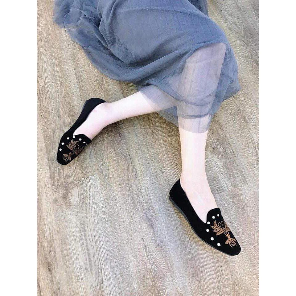 GIÀY SLIP ON NỮ THÊU ONG SIÊU CHẤT kèm clip thật