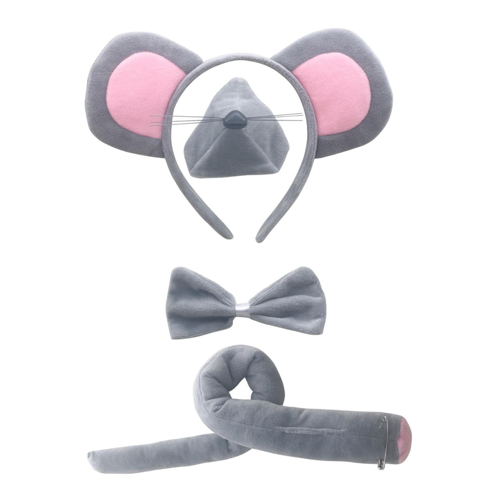 Mouse Ears Headband, Bowtieand Tail Accessories Set for Halloween Party Prom