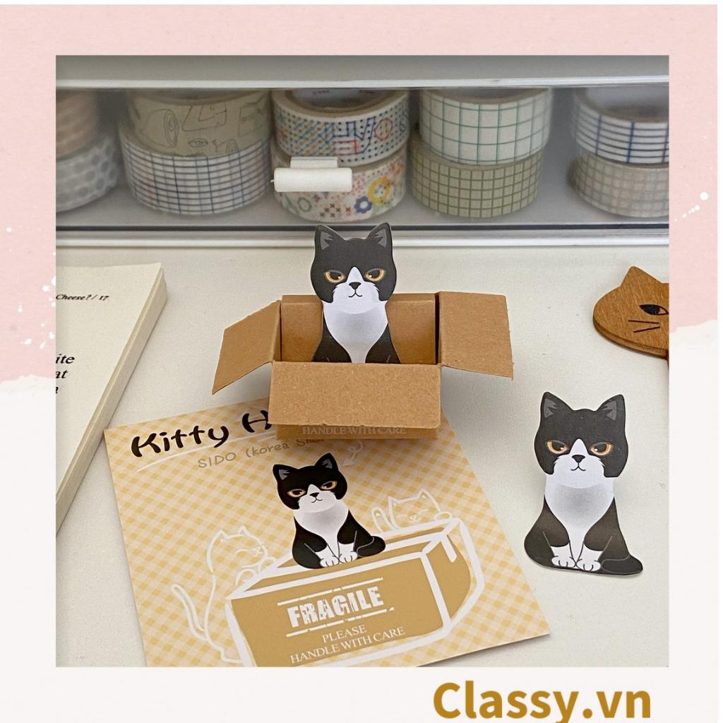 Giấy ghi chú  Classy hình con mèo đáng yêu ngồi trong thùng carton phiên bản hàn quốc PK1196