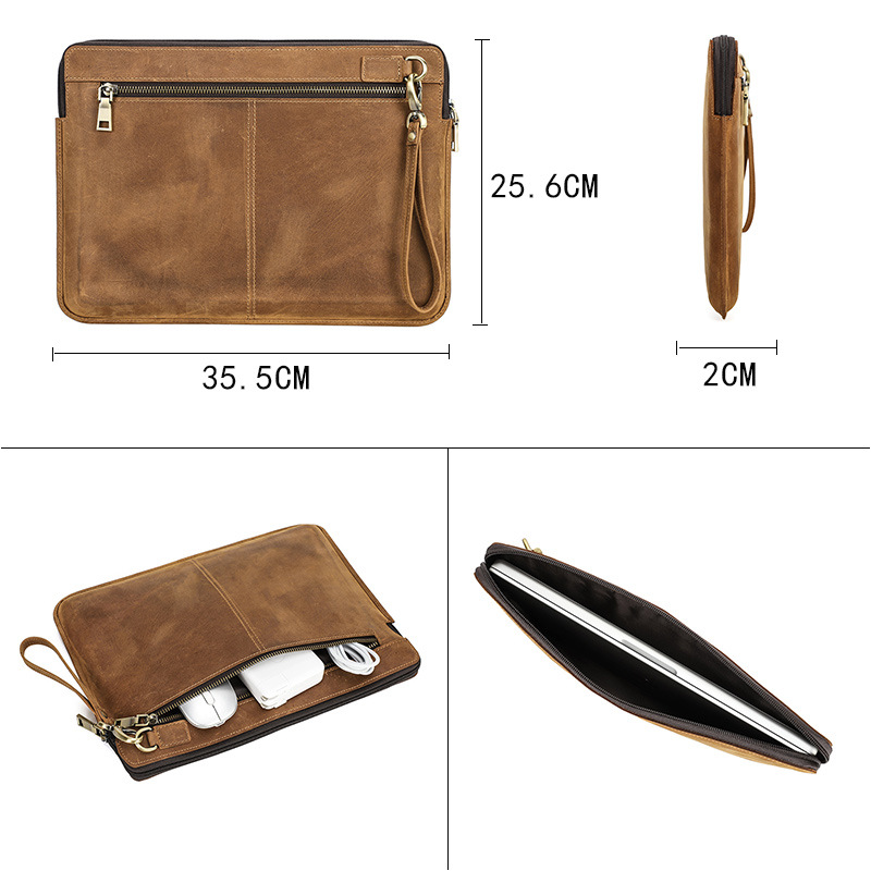 Bao Da Ngựa, Cặp Da, Túi đựng Laptop dành cho Macbook Pro 14 inch / Pro 13 inch / Air / XPS / Laptop 14 inch - Hàng Chính Hãng