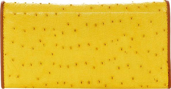 Ví Nữ Da Đà Điểu 3 Gấp Huy Hoàng HT3404 (19 x 10.5 cm) - Vàng