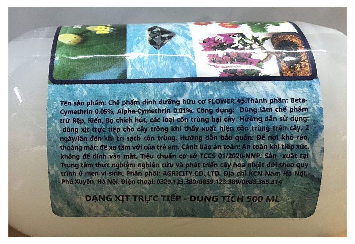 Chế phẩm hữu cơ đặc côn trùng chuyên dùng cho hoa, cây cảnh FLOWER 5, Thể tích: 500ml