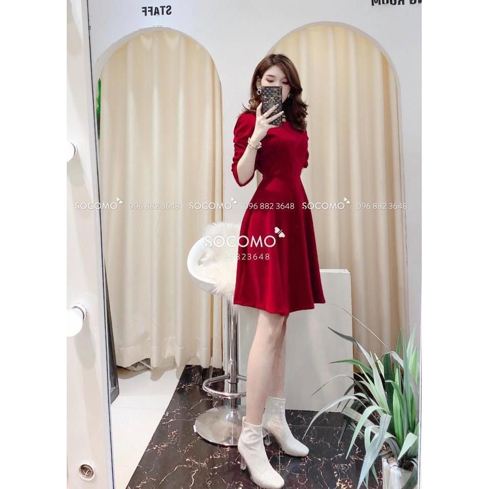 Đầm nhung cổ vuông cho nữ DN283