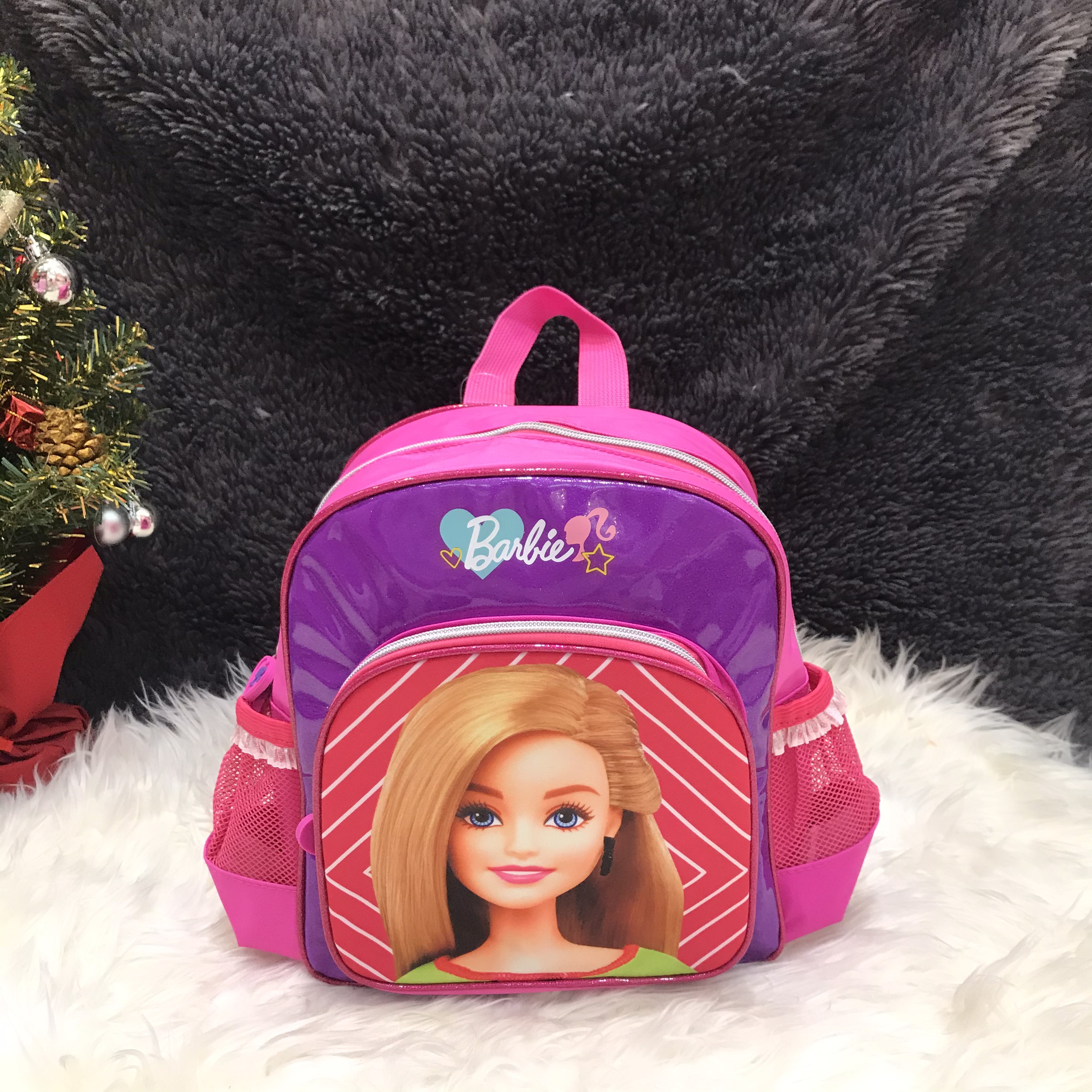 Balo mẫu giáo 10'' 2 ngăn hình công chúa Barbie màu hồng - 460BB23634231H