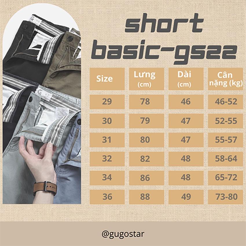 Quần Đùi Short Kaki Nam BASIC G522-VK, Vải Xịn Xò Cực Bền, Form Dáng Đẹp - GUGOSTAR