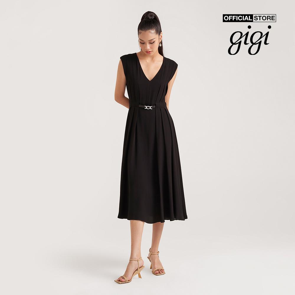 GIGI - Đầm midi cổ V sát nách thời trang G2102D221166