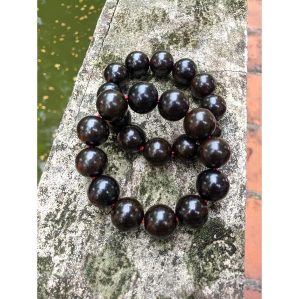 Vòng tay nam gỗ hạt to ĐẠI tròn 2 cm mun sừng khánh hòa