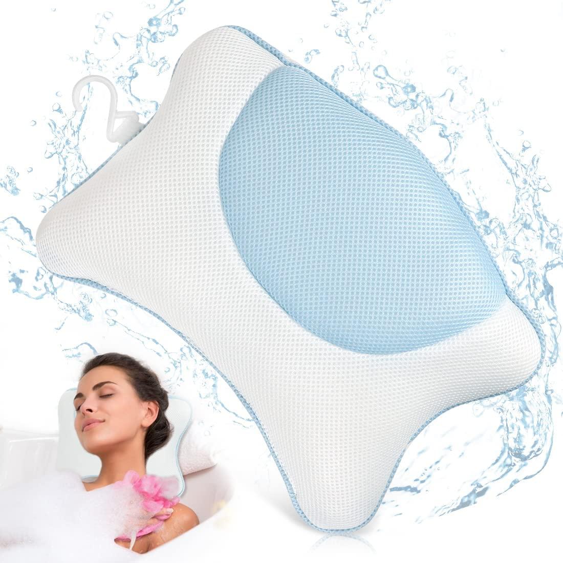 Gối bồn tắm, đệm bồn tắm với 4 cốc hút không phải, hỗ trợ cho đầu và cổ, cho bồn tắm, bể sục, spa