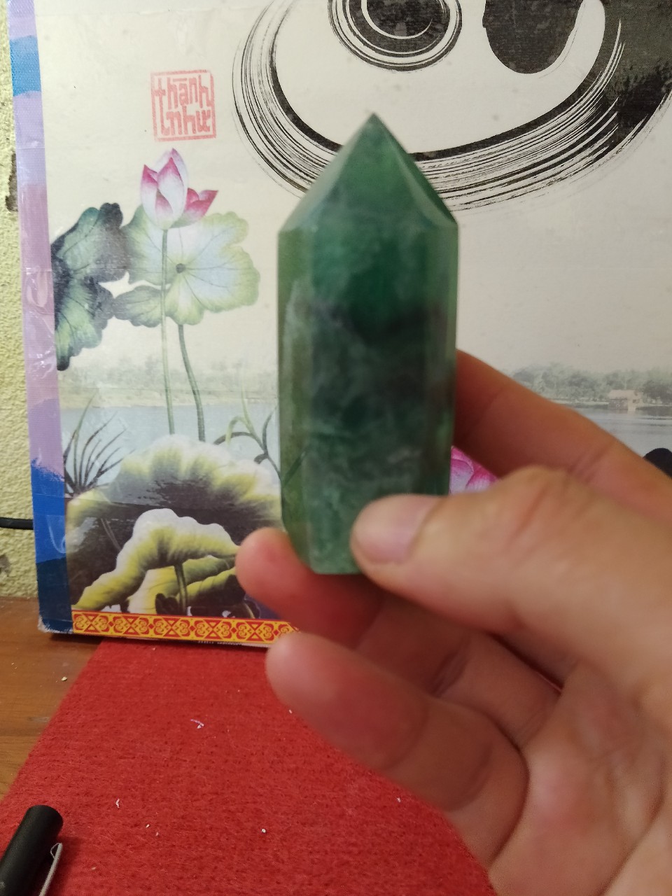 Trụ Đá Flourite Tự Nhiên Màu Xanh, Đá Thanh Tẩy Giúp Hỗ Trợ Reiki, Thiền Định, Sưu Tầm, Chặn Giấy (120 gr)